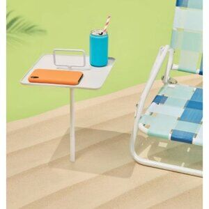 Sun Squad Outdoor Stake Table For Sand Or Sod Compact Portable Easy Storage Whit